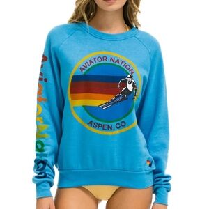 Aviator Nation Aspen Sweatshirt in Ocean Size XL
